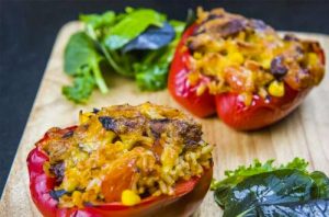 Stuffed Peppers with Rice and BBQ Mackerel