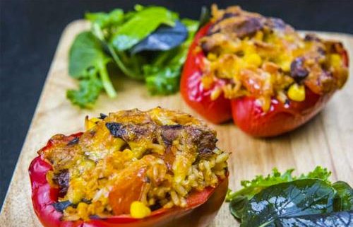 Stuffed Peppers with Rice and BBQ Mackerel